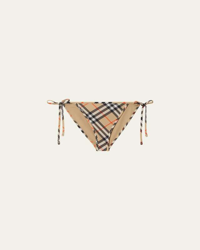 Signature Check Tie Bikini Bottoms